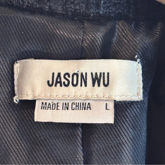 JASON WU Sz L Textured Fabric Double-Breasted Blazer with Gold Toned Buttons - Picture 4 of 13
